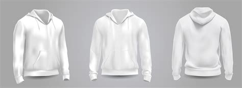 White Mens Hooded Sweatshirt Mockup In Front Back And Side View