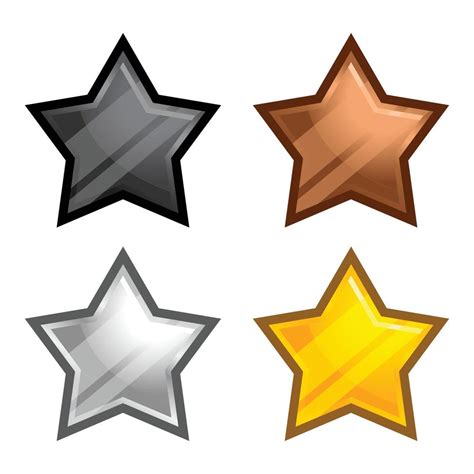 Stars Collection Realistic Cute Cartoon Style Vector Illustration