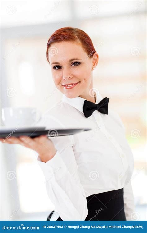 Waitress Serving Coffee Stock Image Image Of Friendly 28637463