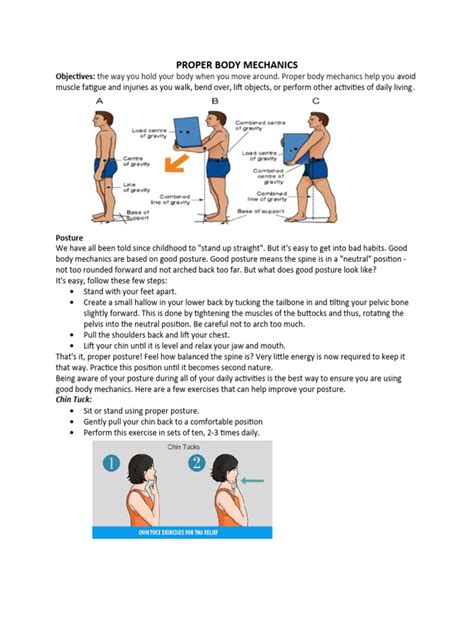 Proper Body Mechanics Pdf Chair Pelvis