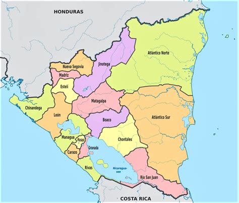 Mapa De Nicaragua Con Nombres Y Sin Nombres