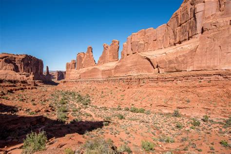 Park Avenue Trail And Courthouse Towers In Arches National Park Utah