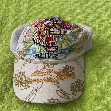 2000 S ED HARDY TRUCKER HAT Bedazzled And Sparkly Depop