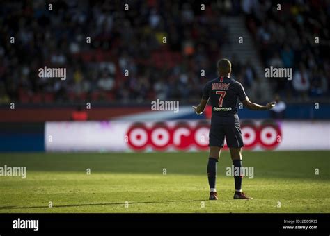 Kylian Mbappe Reacts During The Ligue Match Between Paris Saint