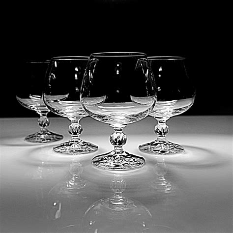 Crystal Brandy Snifters Bohemia Crystal Claudia Czechoslovakia Set Of 4 Barware Wine Glasses