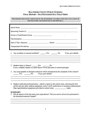 Fillable Online Bcps RULE 6800 FORM M Bcps Fax Email Print PdfFiller