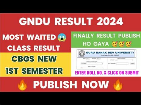 Gndu Result Publish Nowmost Waited Class St Semester Gndu