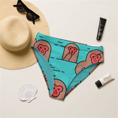 Bottoms Only Monkey Bikini Recycled High Waisted Bikini Bottom Japan Swimsuit Japanese Monkey