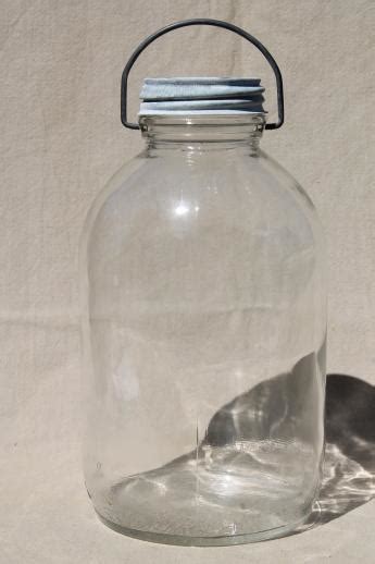 Old 2 Qt Pickle Jar W Wire Bail Handle Vintage Canning Jar Or Canister W Zinc Lid