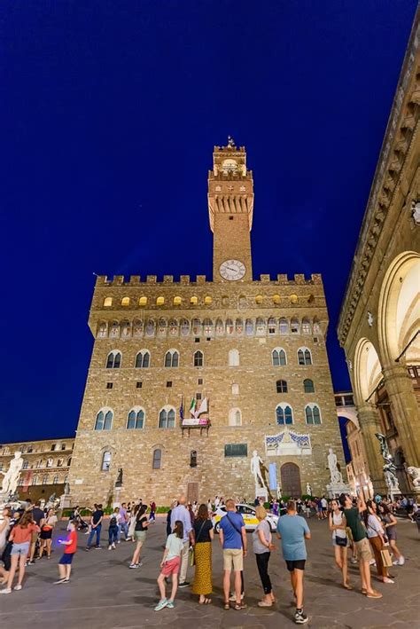 Florence Italy From Piazza Della Signoria With Palazzo Vechio