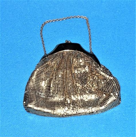 Whiting Davis Gold Mesh Purse Art Deco Evening Bag Gem