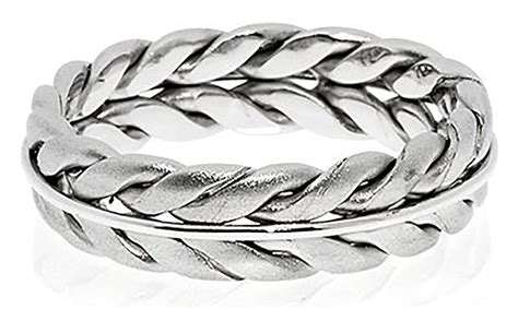 5mm Hand Braided All White Gold Wedding Band Worldjewels