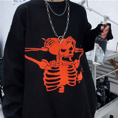 Vintage Skeleton Oversized Knit Sweater Grailed