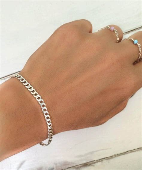 Curb Chain Link Bracelet 925 Curb Bracelet Sterling Silver Curb Bracelet T For Men Or