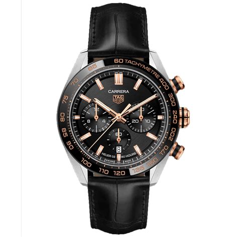 Tag Heuer Carrera Heuer 02 Black and Rose Gold Chronograph | New York Jewelers Chicago