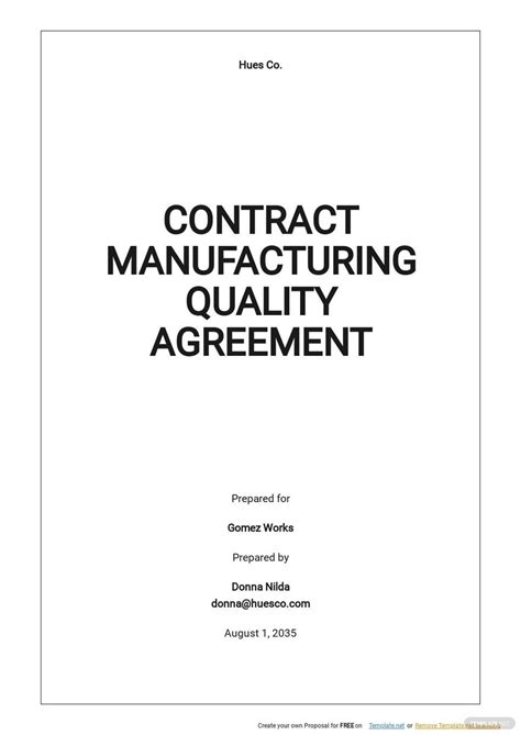 Manufacturing Agreement Template Prntbl Concejomunicipaldechinu Gov Co