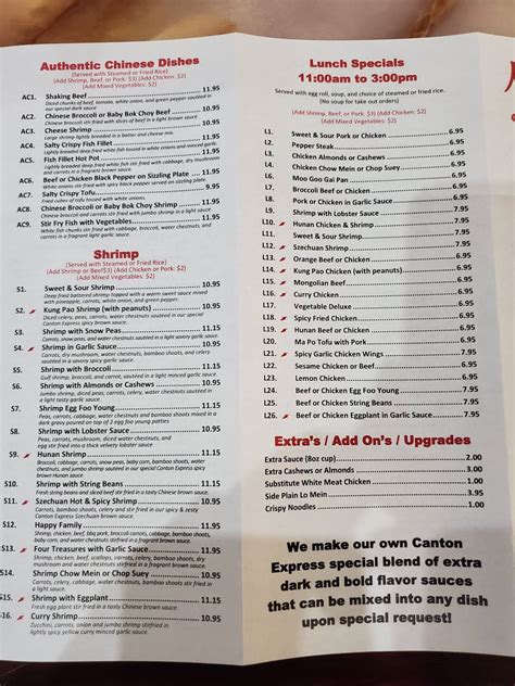 Menu At Canton Express Restaurant Plano