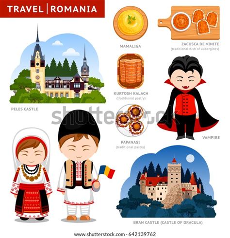 Travel Romania Set Traditional Cultural Symbols Stock Vector (Royalty ...