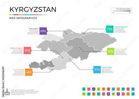 Fototapeta Mapa Wiata Dla Dzieci Kyrgyzstan Map Infographics With