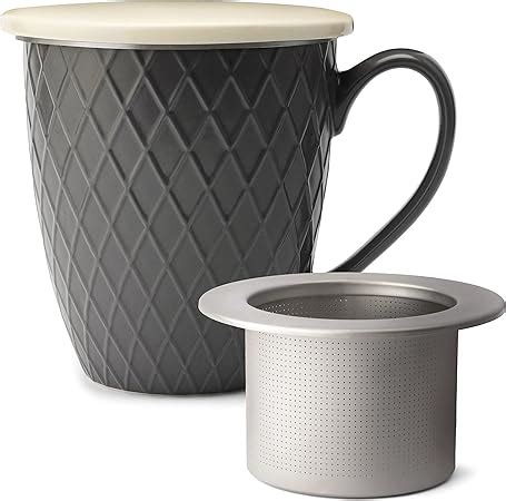 KIVY Große Teetasse mit Deckel und Sieb 650ml XXL Tasse groß