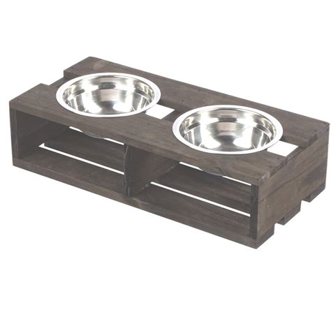 Comedouro Bebedouro Pet Elevado Madeira Duplo Potes Inox Comedor M