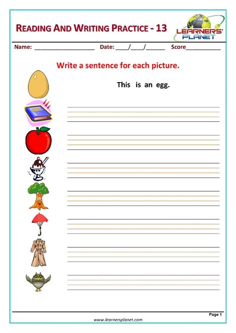 Sentence Writing And Activity Sheets For Preschoolers And Kindergarten