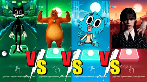 Cartoon Cat Vs Grizzy The Lemmings Vs Gumball Vs Wednesday Tiles