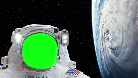 Astronaut Spacewalk By Earth With Green Screen Stock Footage Video