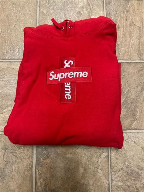 Supreme Red Supreme Cross Box Logo Hoodie Grailed