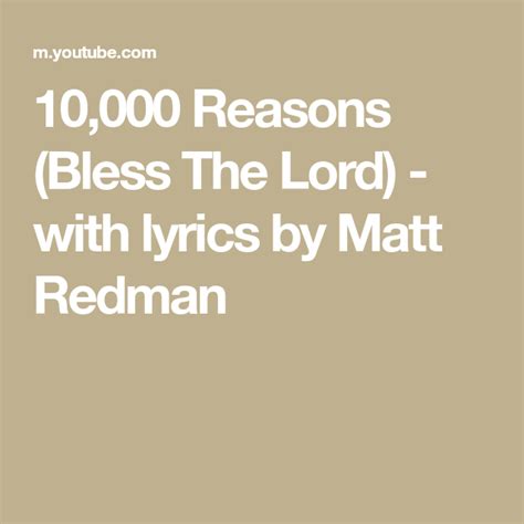 10 000 Reasons Bless The Lord With Lyrics By Matt Redman