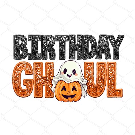 Birthday Ghoul Faux Embroidery Sequin Digital Design PNG Etsy