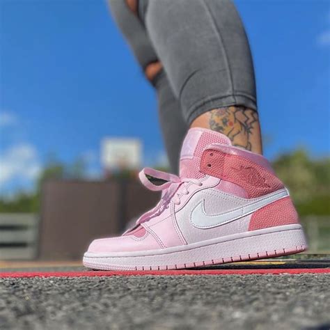 Women Air Jordan 1 Mid Digital Pink White Cw5379 600 Nike Fashion Shoes Nike Casual Shoes