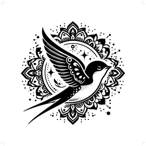 Premium Vector Swallow Bird Silhouette In Bohemian Boho Nature