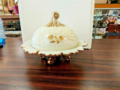 Northwood Custard Glass Louis Xv Covered Butter Dish Ebay