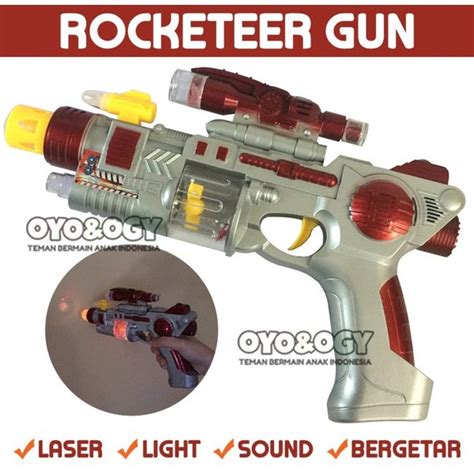 Jual Mainan Anak Laki Senjata Pistol Laser Rocketeer Gun Light Sound