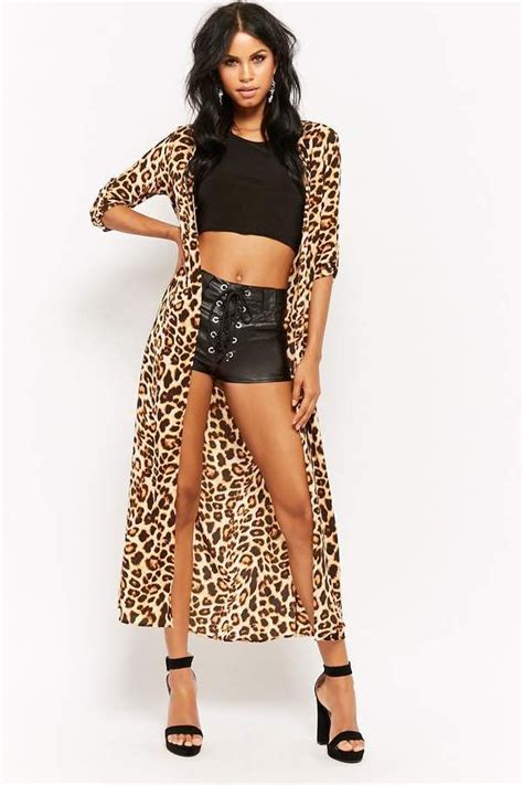 Forever 21 Leopard Print Kimono Print Kimonos Black Kimono Leopard