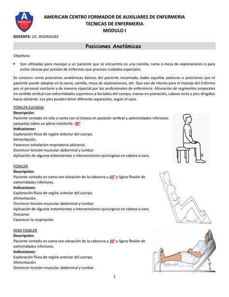 Posiciones Anatomicas American Centro Formador De Auxiliares De