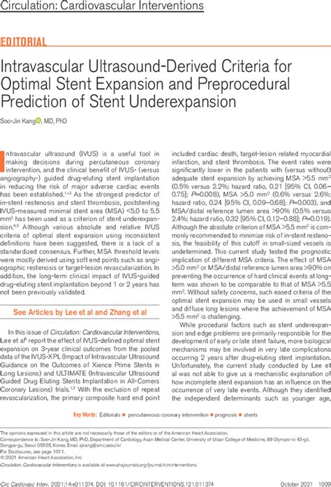 Intravascular Ultrasound Derived Criteria For Optimal Stent Expansion