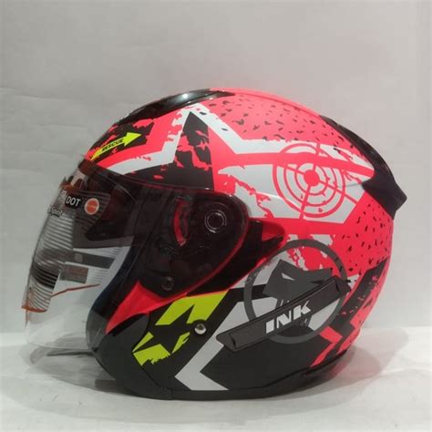 Jual HELM INK METRO 2 SUPER FLUO 3 MATT RED FLUO HELM HALF FACE Di