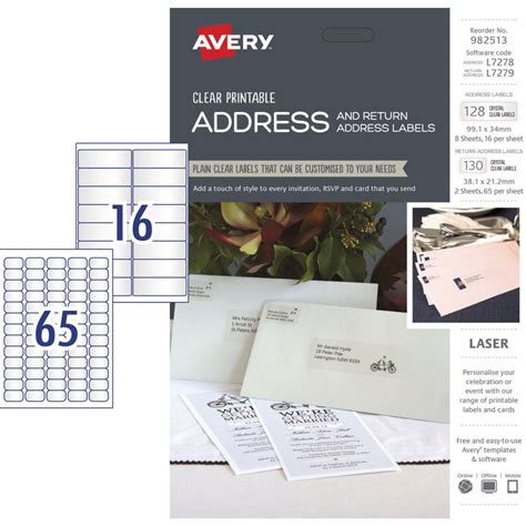 Avery Frosted Clear Address Labels For Inkjet Printers 38 1 X