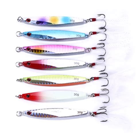 HENGJIA 7pcs Metal Jigging Spoon Sea Fishing Lures 30g Sinking Hard Jig