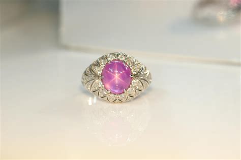 Pink Star Sapphire Diamond Ring For Sale at 1stDibs | vintage pink star ...
