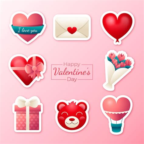 Free Vector Gradient Stickers Collection For Valentines Day Holiday