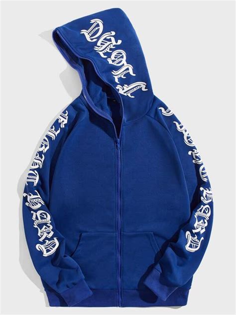 Manfinity Emrg Men Letter Graphic Raglan Sleeve Zip Up Hoodie Shein Usa