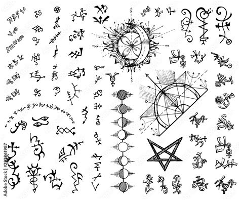 Design set with abstract alchemy and sacred geometry signs. Vector ...