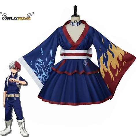 Anime My Hero Academia Todoroki Shoto Cosplay Kimono Lolita Maid Dress