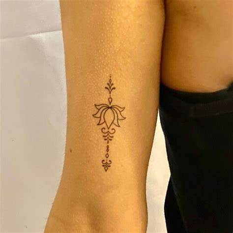 Unalome Lotus Temporary Tattoo Set Of 2 Bohemian Temporary Etsy