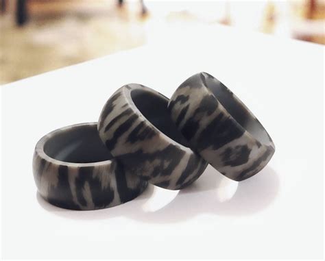 Dark Leopard Print Silicone Rings Wedding Band For Women Etsy