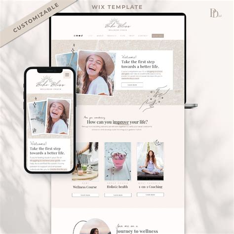 Boho Wix Coach Website Template Minimalistic Wix Site Coaching