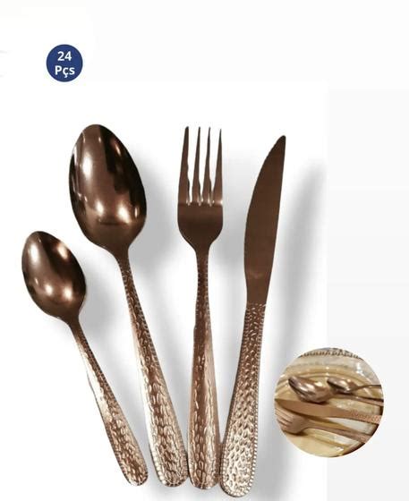 Faqueiro Luxo P As Inox Rose Gold Cobre Colher Faca Garfo Amigold